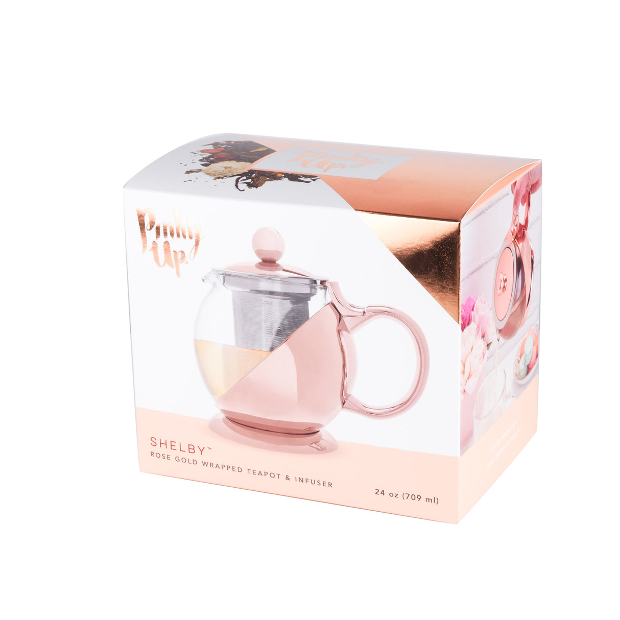 Shelby Glass and Rose Gold Wrapped Teapot