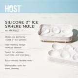 Silicone 2" Ice Sphere Mold in Marble