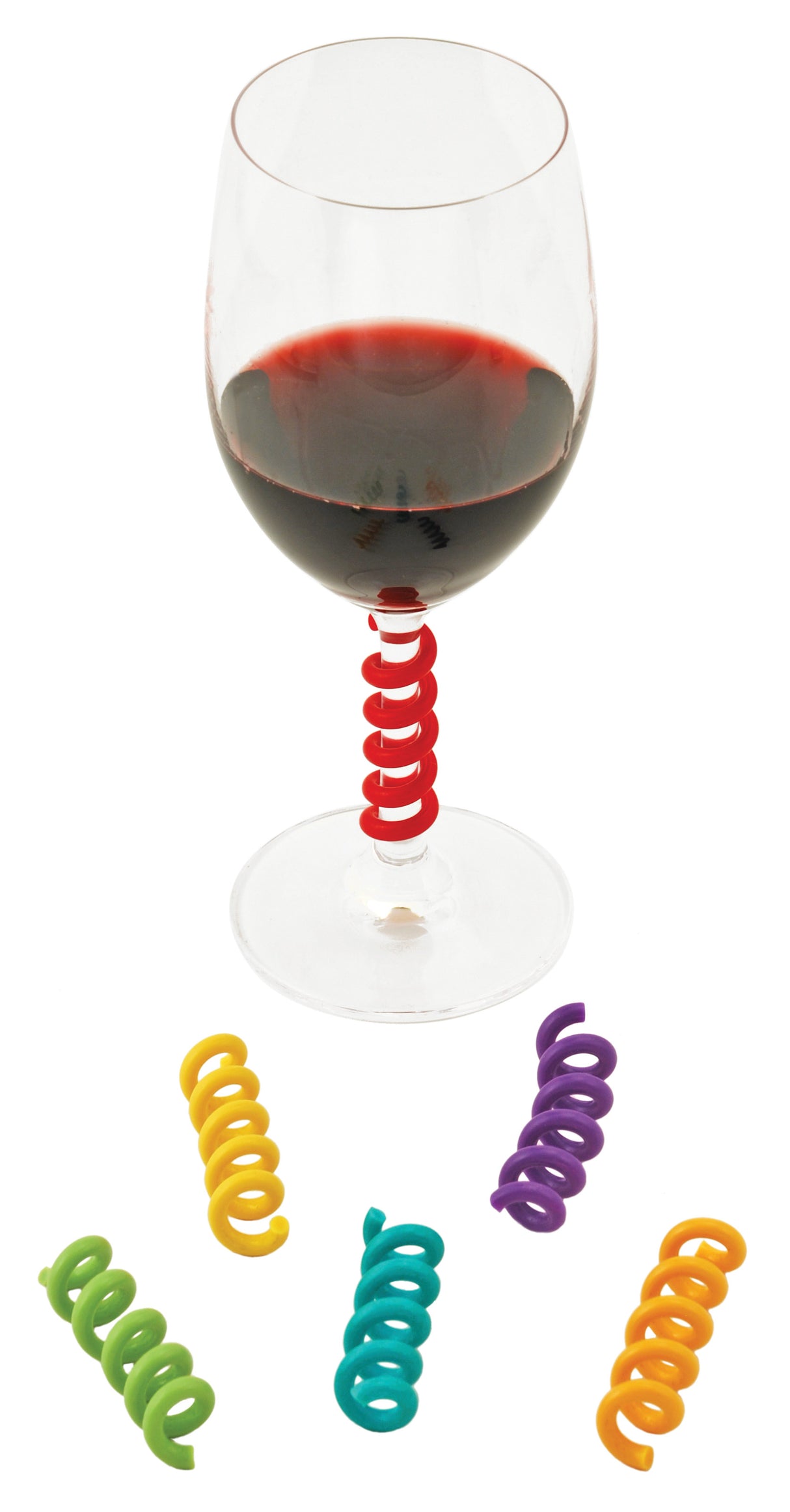 Savoy Spring Silicone Wine Charms in Assorted Colors, Set of 6