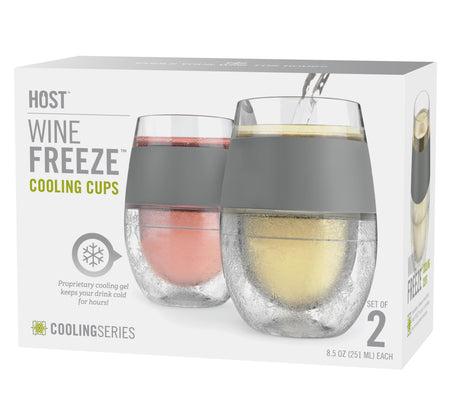 Wine FREEZE Cooling Cup in Gray, Set of 2