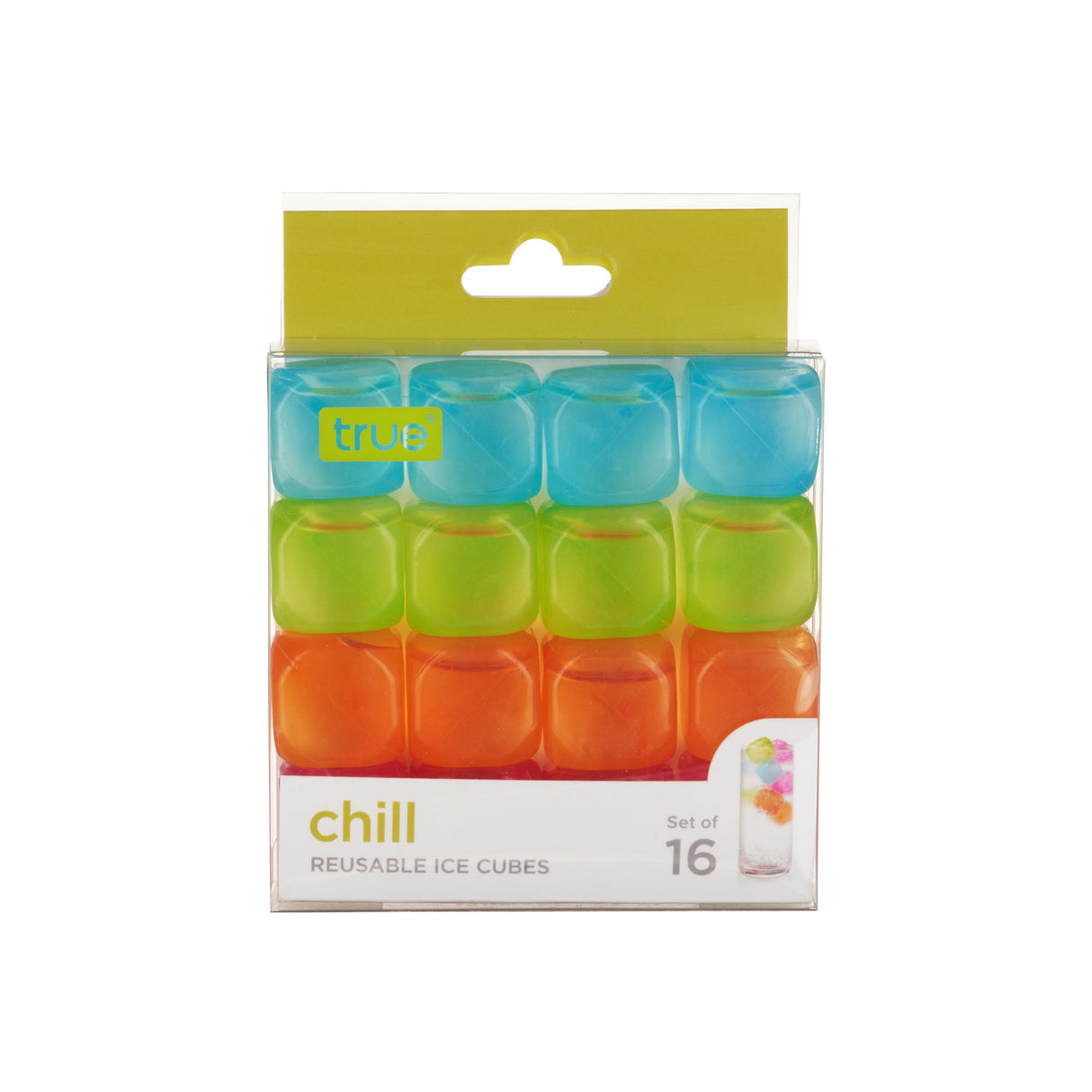 Chill Reusable Ice Cubes in Assorted Colors, Set of 16