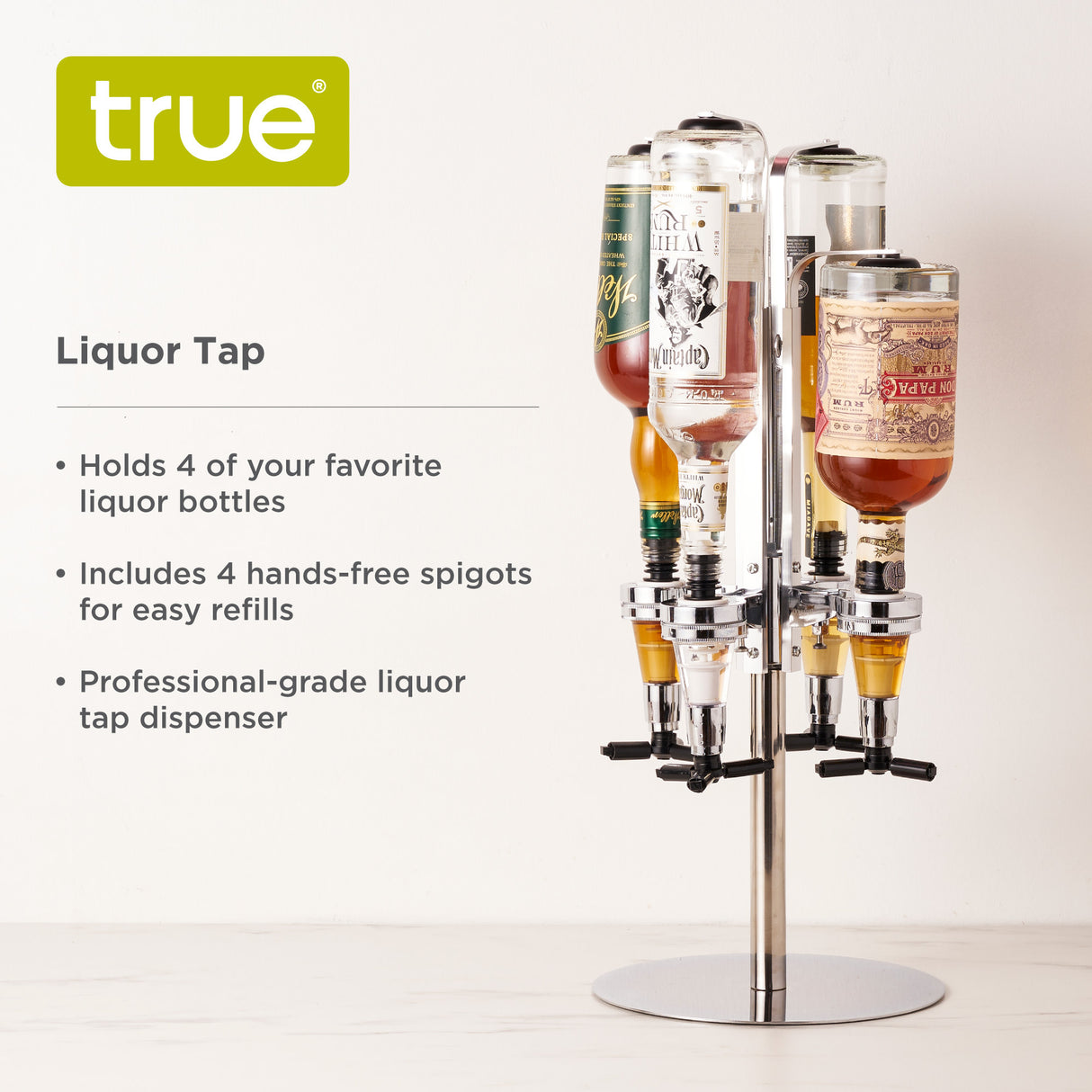 Liquor Tap 4-Bottle Liquor Dispenser Stand