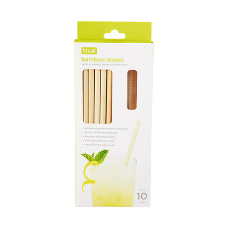 Bamboo Straws with Cleaning Brush, Set of 10