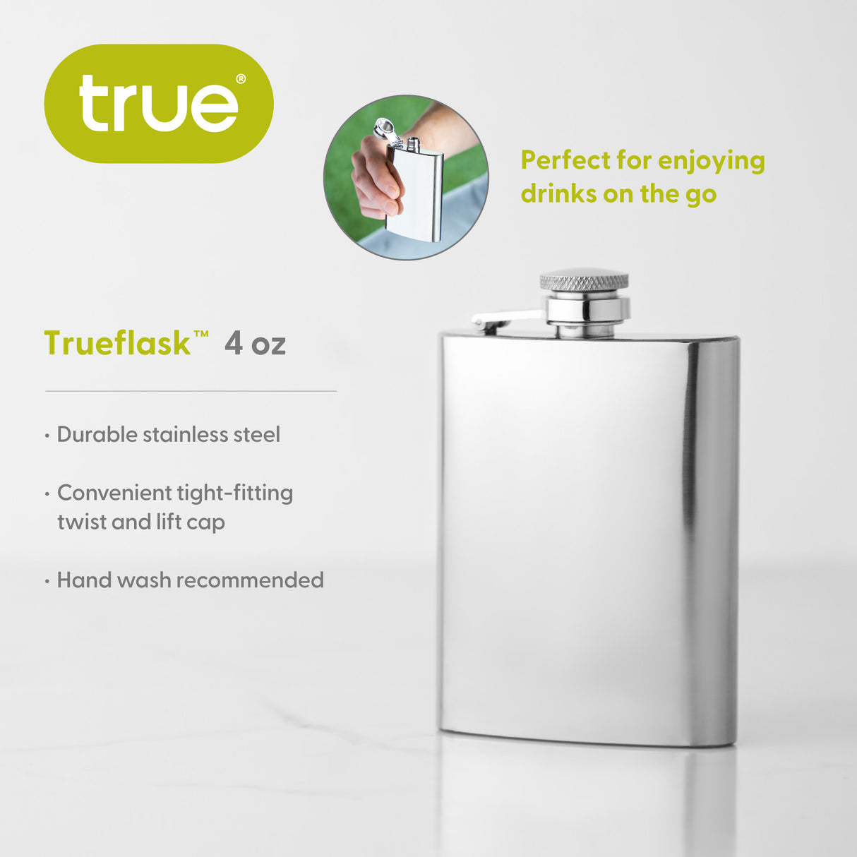 Trueflask 4 oz Stainless Steel Flask