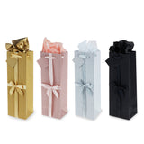 No-Mess Glitter Bow Single Bottle Wine Bag in Assorted Colors