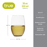 Vino Stemless White Wine Glasses, Set of 4