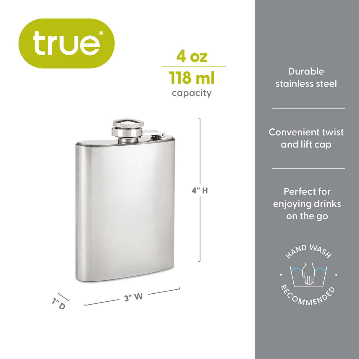 Trueflask 4 oz Stainless Steel Flask