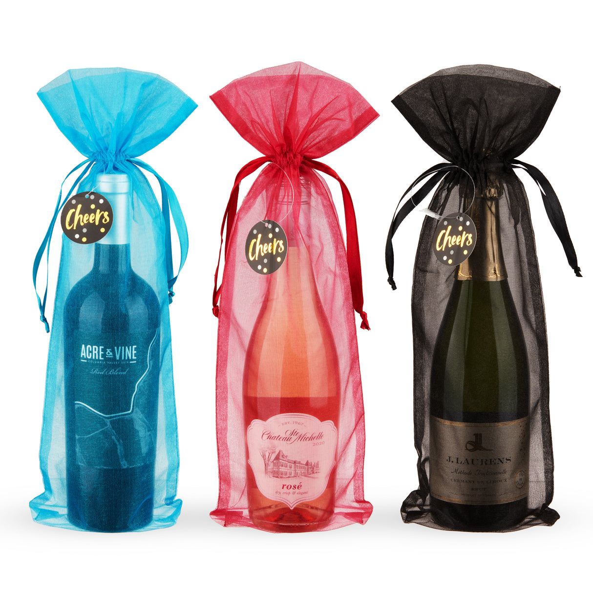 Sheer Organza Single Bottle Wine Bag in Assorted Colors