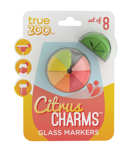 TrueZoo Citrus Charms Silicone Drink Marker, Set of 8, CDU 12ct