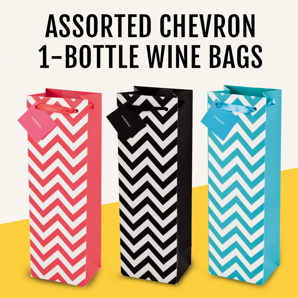 Savoy Chevron Single Bottle Wine Bag in Assorted Colors