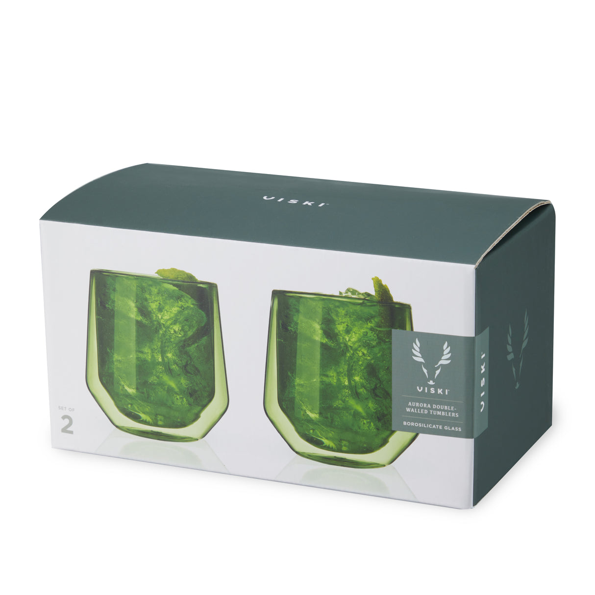 Aurora Double Walled Tumblers in Green, Set of 2