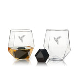 Seneca Crystal Faceted Tumbler & Hexagonal Basalt Stone Set, Set of 4