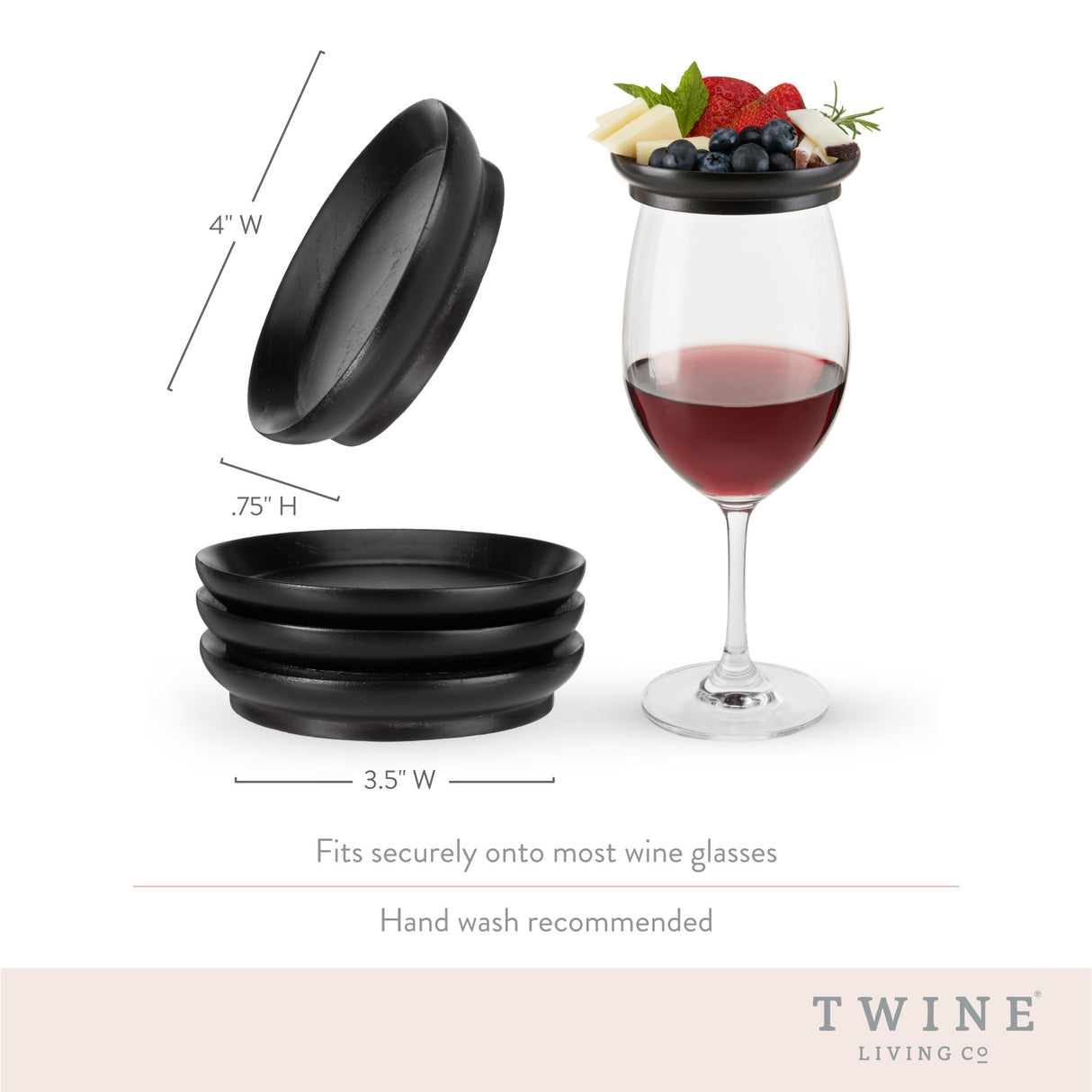 Wine Glass Topper Appetizer Plates, Set of 4