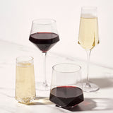 Seneca Crystal Faceted Wine Glasses, Set of 2