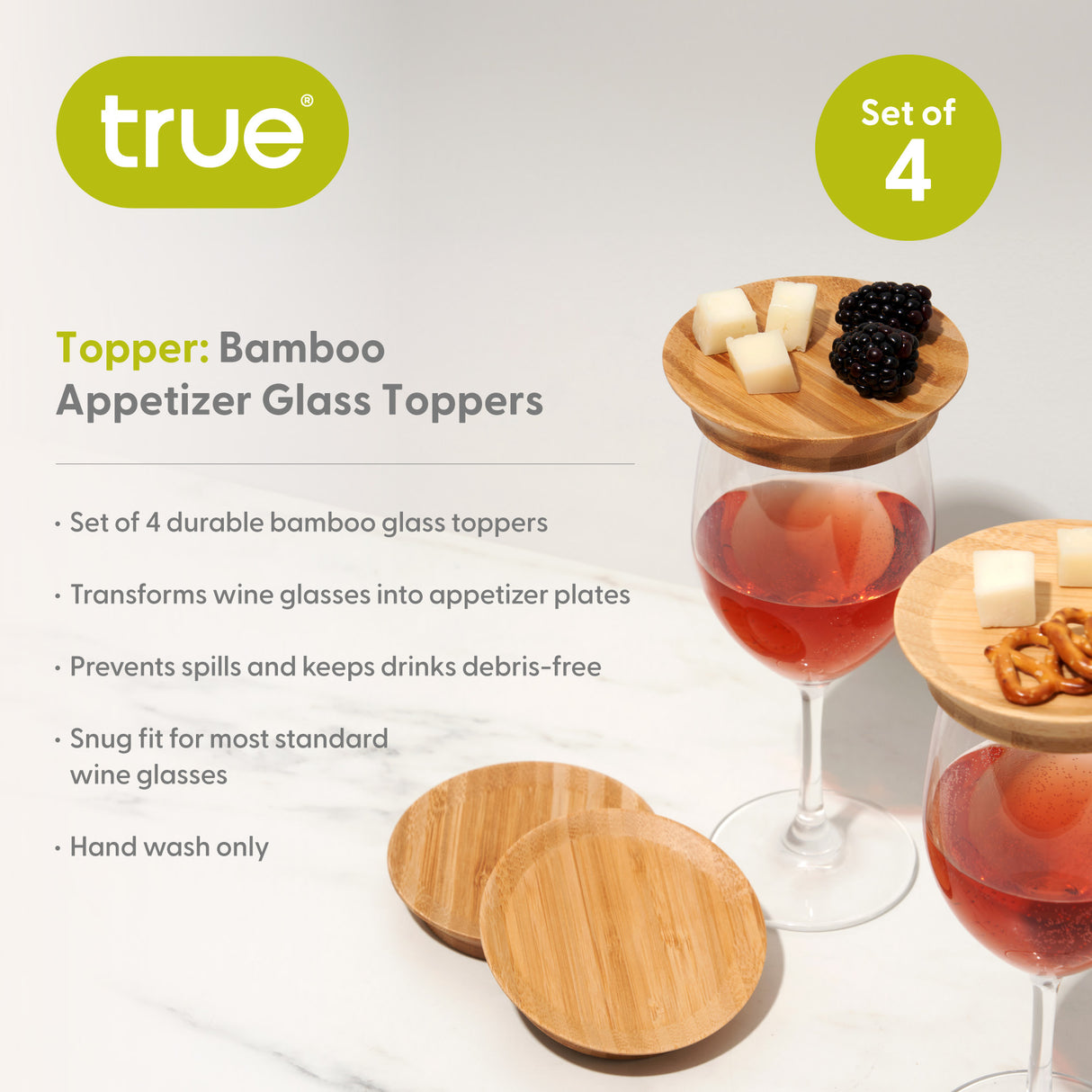 Topper Natural Bamboo Appetizer Glass Toppers