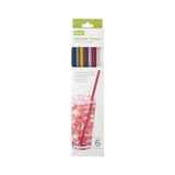 Silicone Straws with Cleaning Brush in Assorted Colors, Set of 6