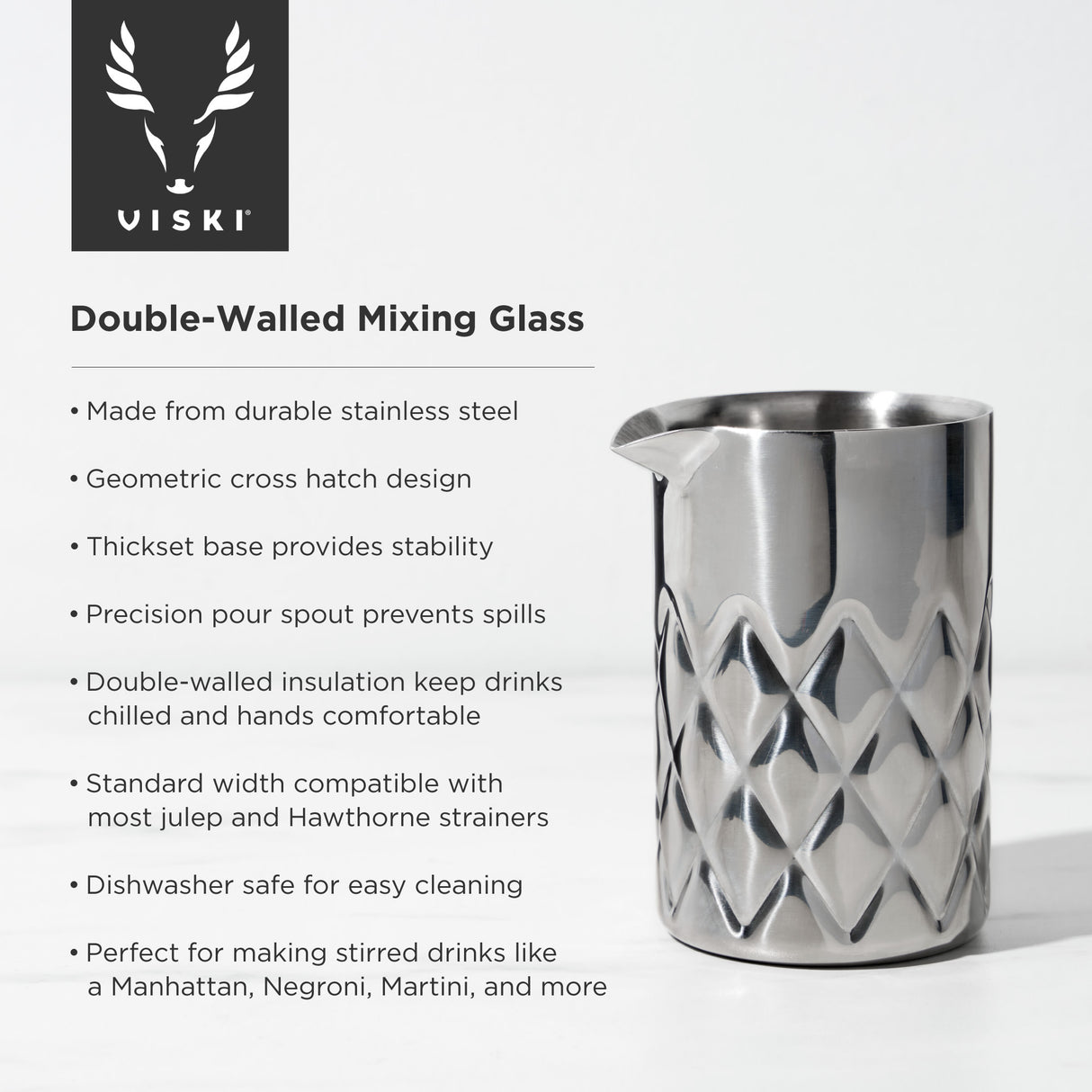 Admiral Double Walled Mixing Glass in Stainless Steel