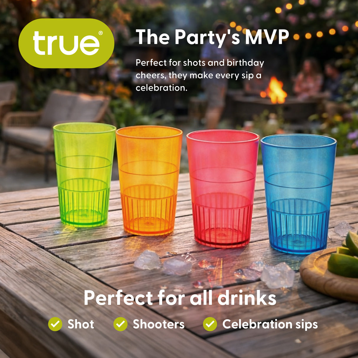 Party HotShots 1.5 oz Plastic Shot Glasses in Assorted Colors, Set of 8