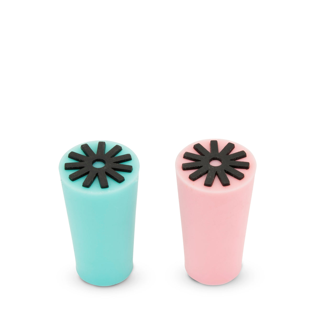 Starburst Silicone Bottle Stopper in Aqua & Pink, Set of 2