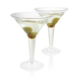 Party 8 oz Plastic Stemmed Martini Cups in Clear, 12ct