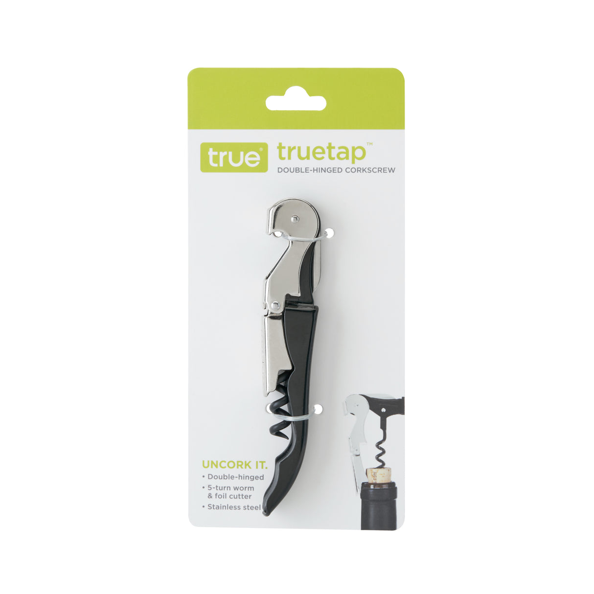 Truetap Waiter's Corkscrew with Straight Blade in Black