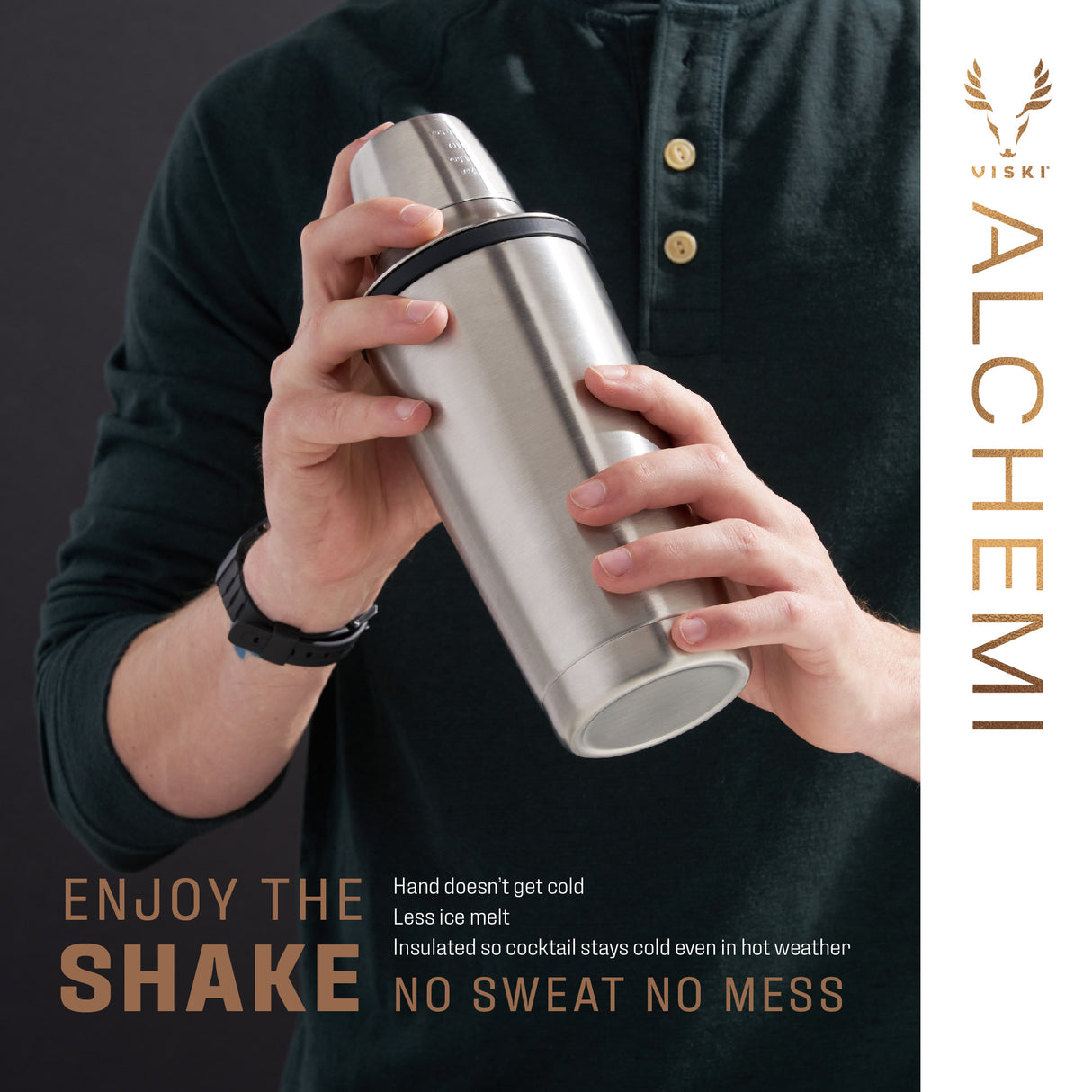 Alchemi Vacuum Insulated Cocktail Shaker in Stainless Steel