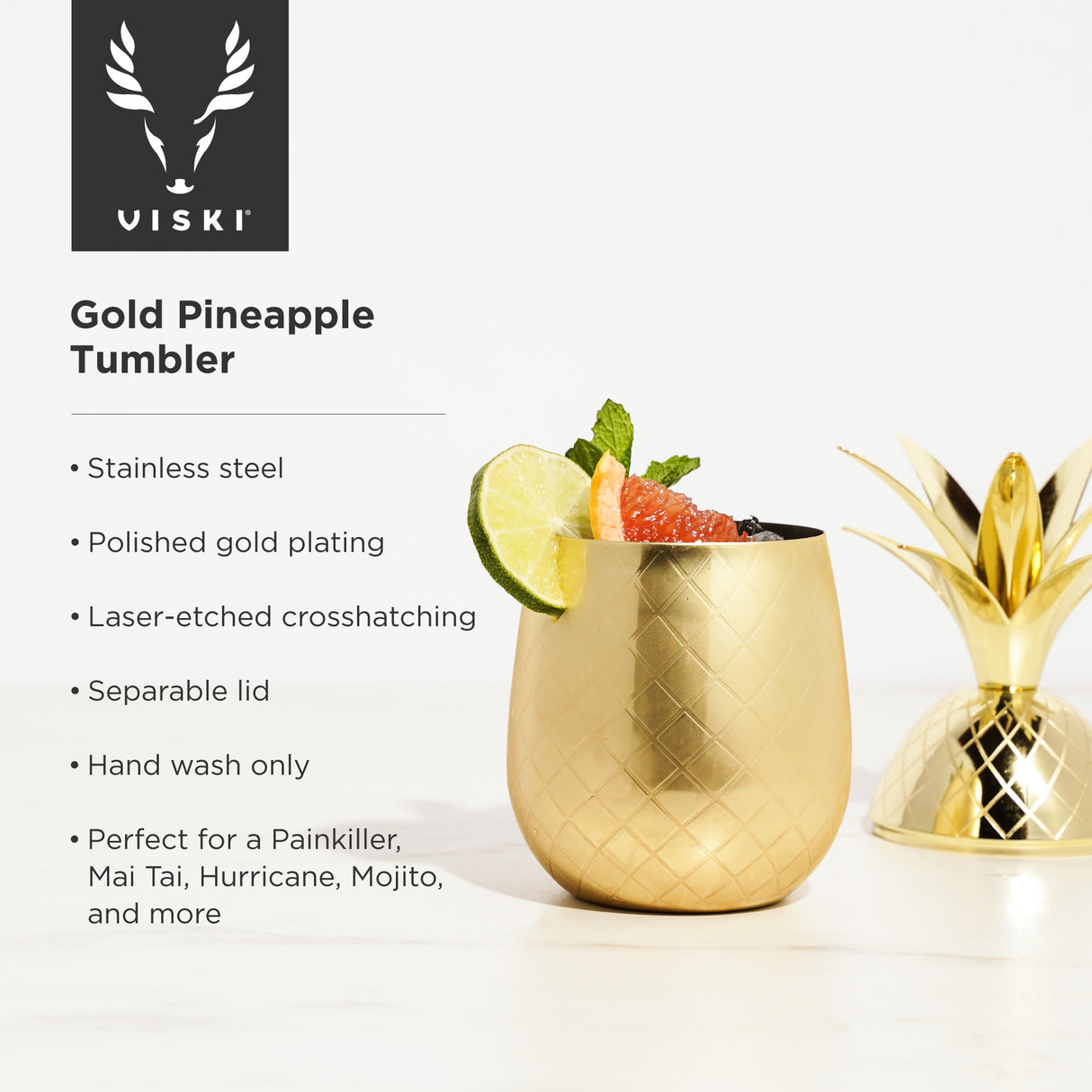 Pacific Pineapple Tumbler in Gold