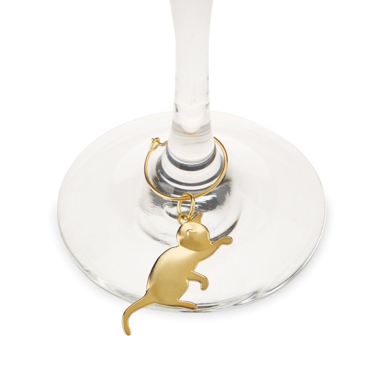 Cat Wine Charms in Gold, Set of 6