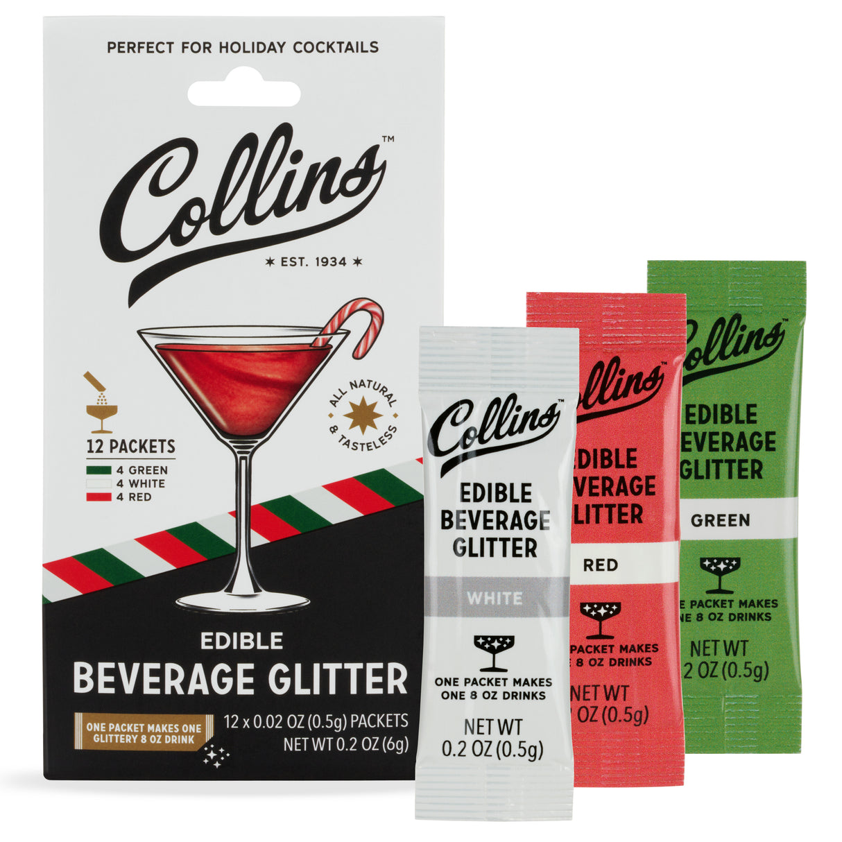 Cocktail Edible Glitter in Holiday Variety, 0.2 oz