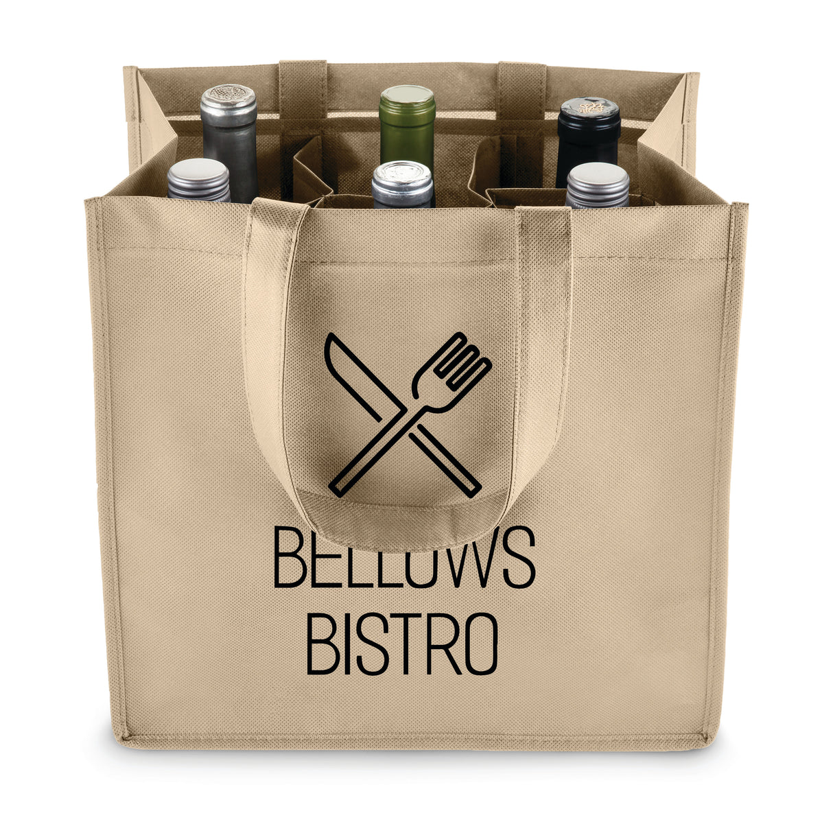 6-Bottle Non-Woven Tote in Beige