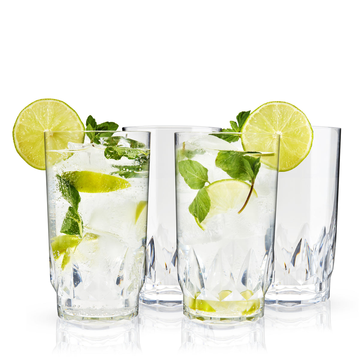 Shatterproof Acrylic Highball Tumblers, Set of 4