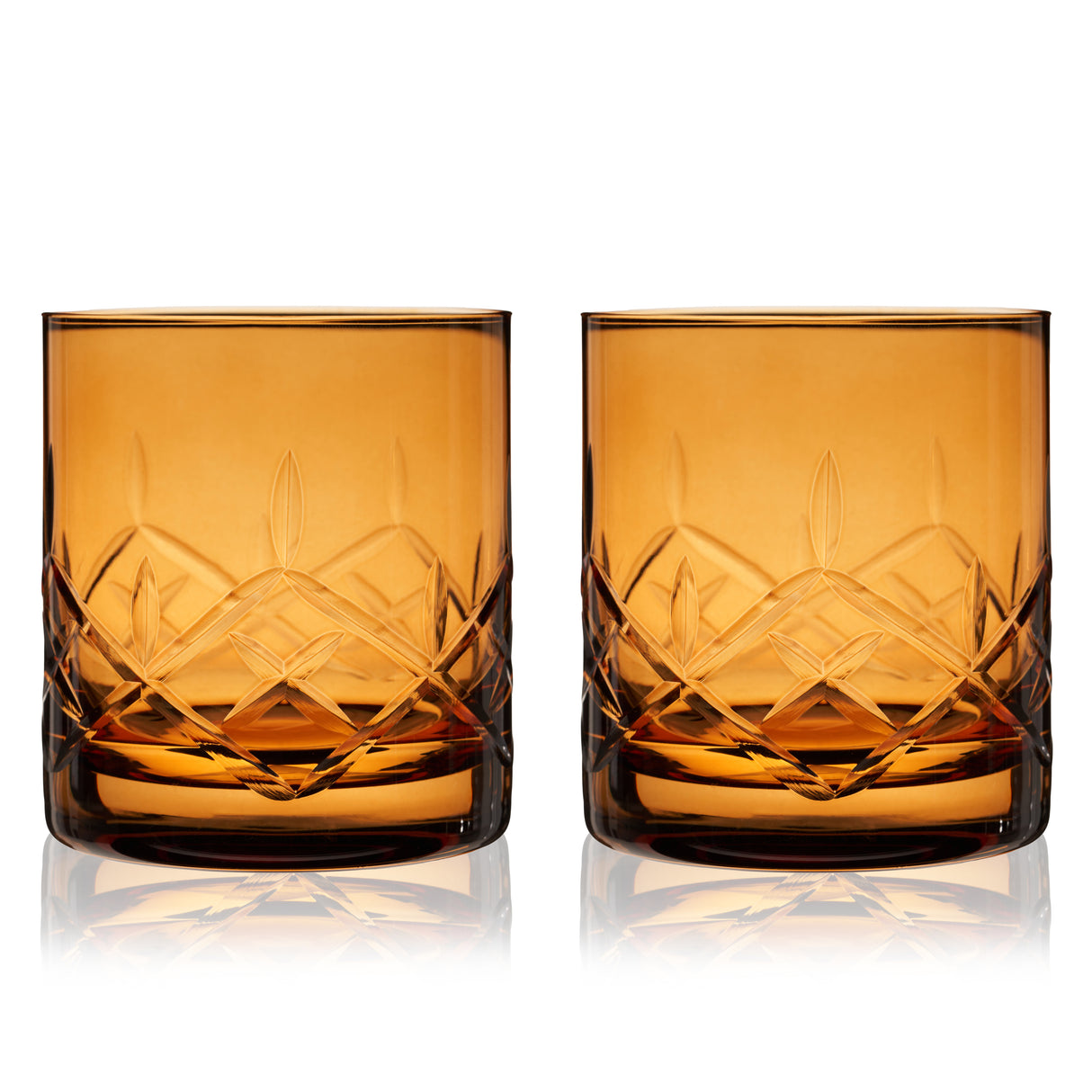 Admiral Crystal Rock Glasses in Amber, Set of 2