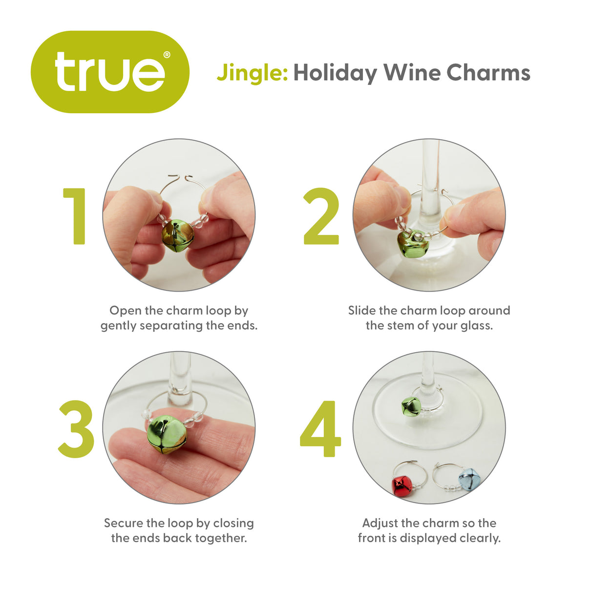 Jingle Holiday Wine Charms, Set of 6