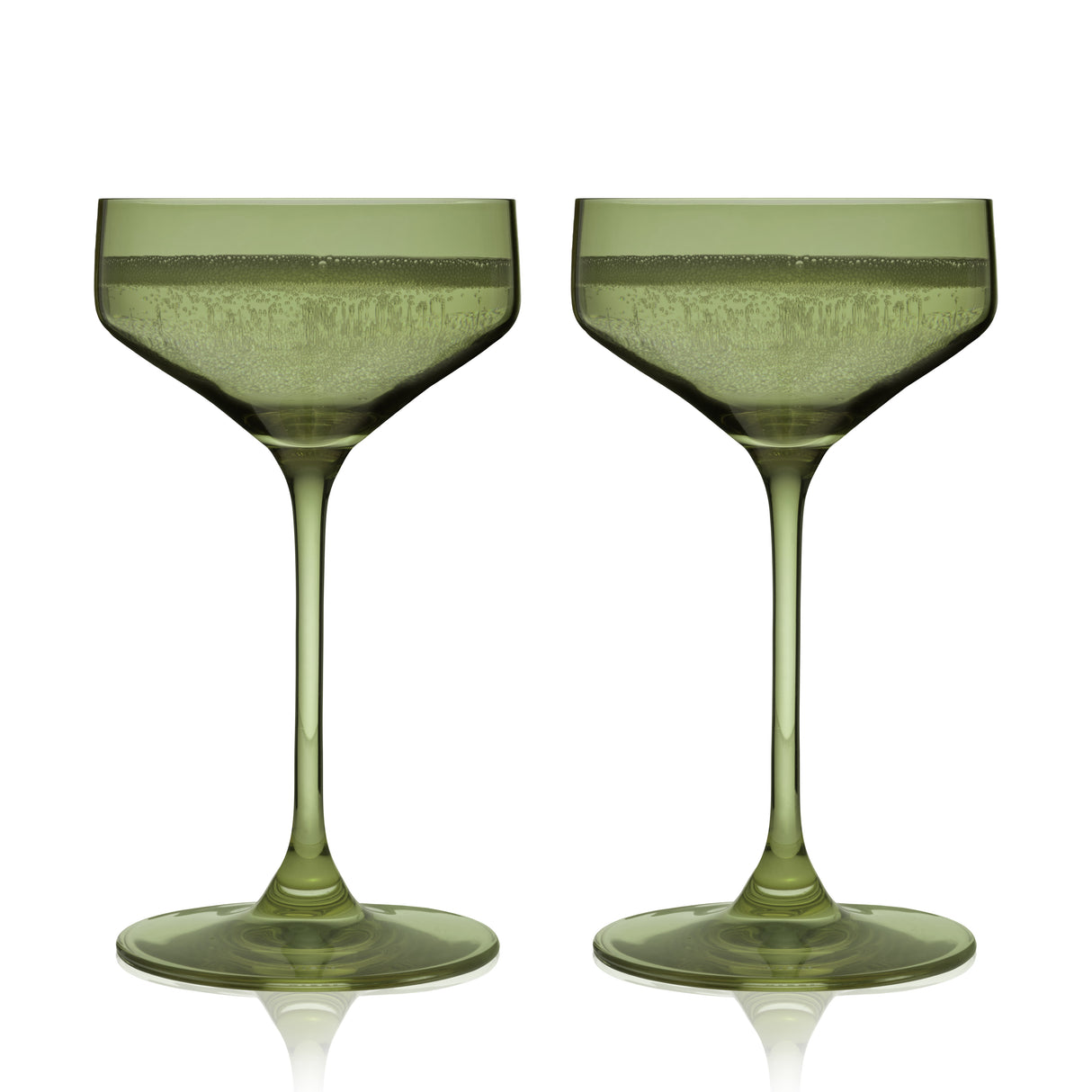 Reserve Nouveau Crystal Coupes in Sage, Set of 2