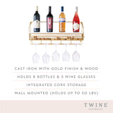 Wall Mounted Wine Rack & Cork Storage in Gold