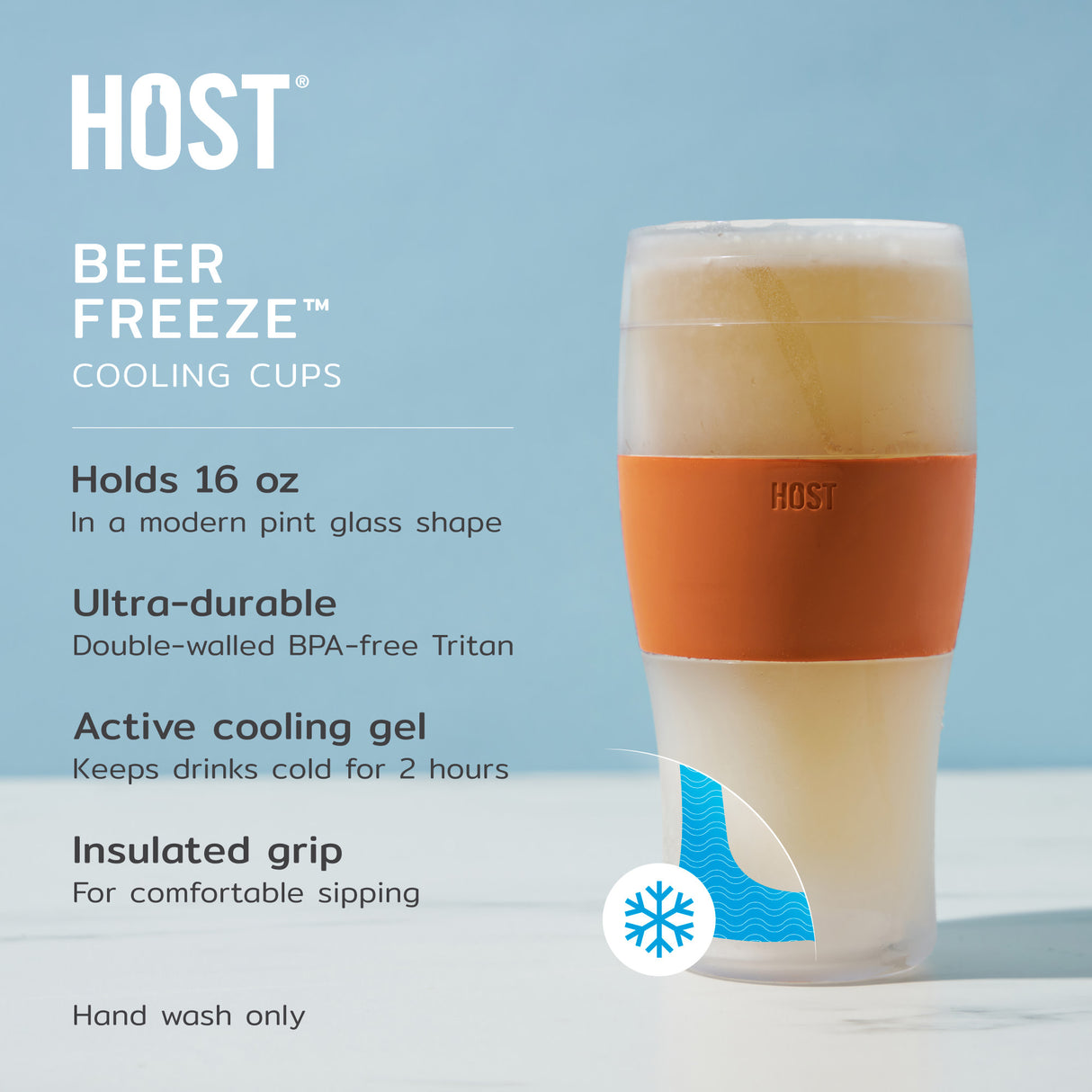 Beer FREEZE Cooling Cup in Burnt Orange, Set of 2