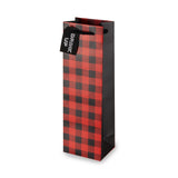 Buffalo Check Single Bottle Wine Bag