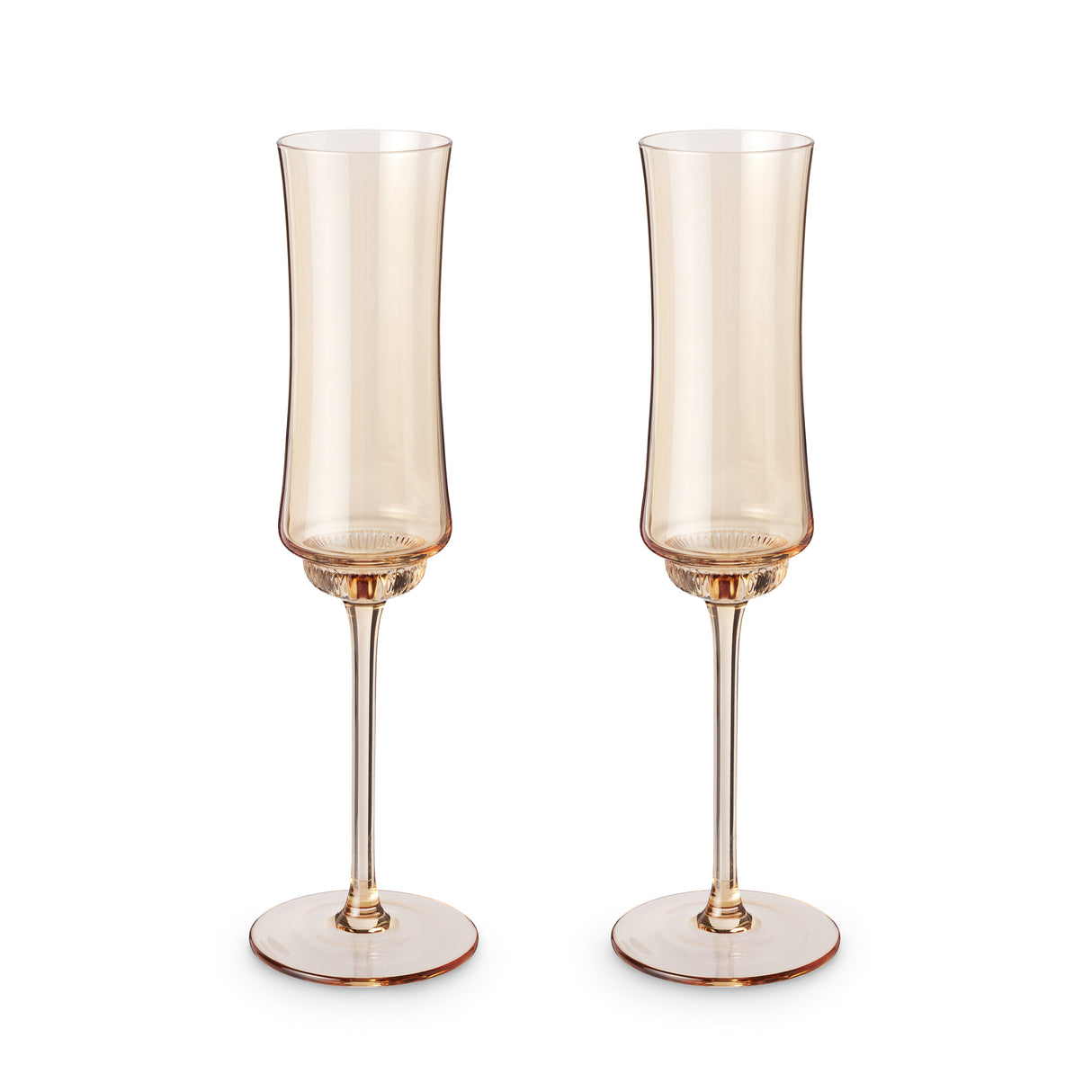 Tulip Champagne Flutes in Amber, Set of 2