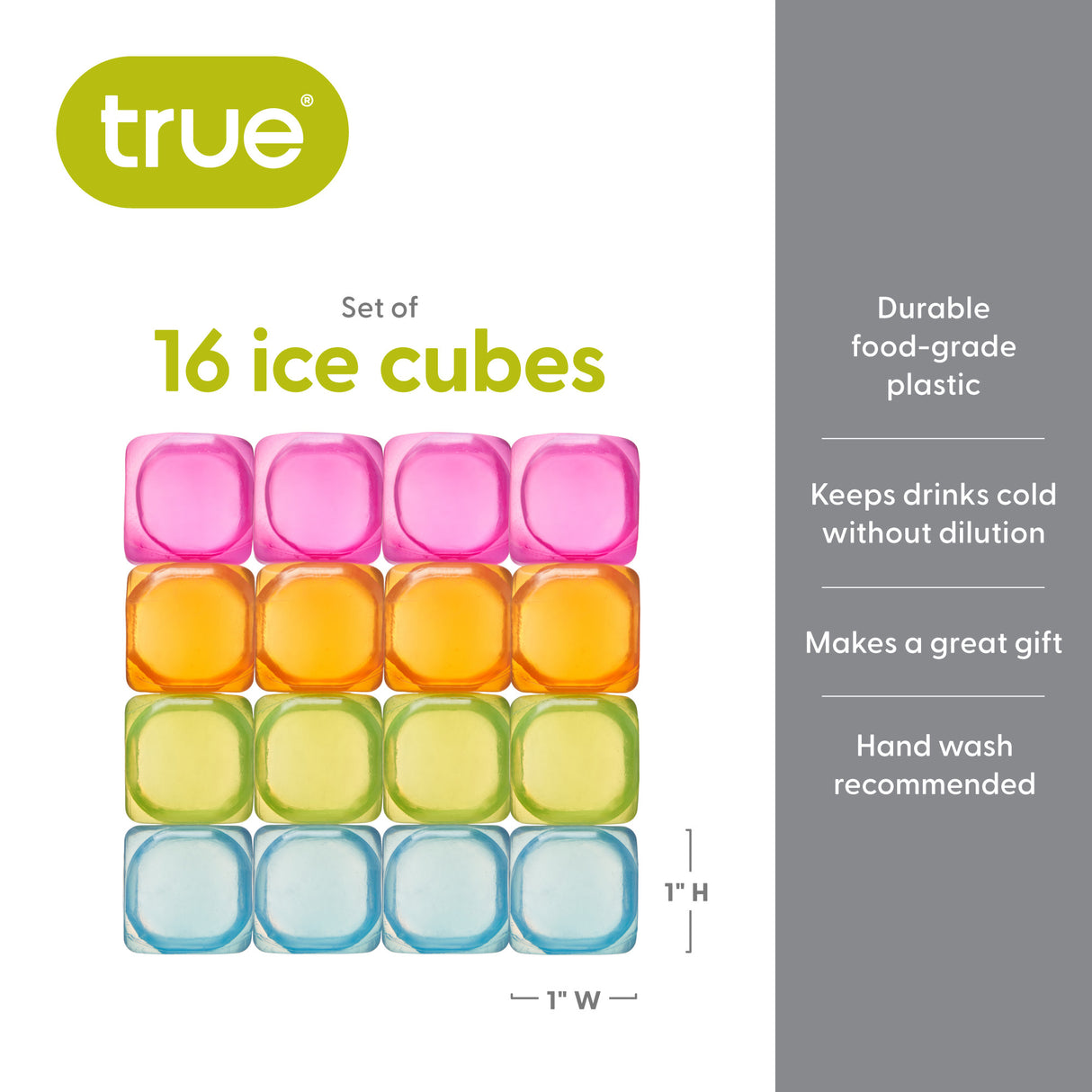 Chill Reusable Ice Cubes in Assorted Colors, Set of 16