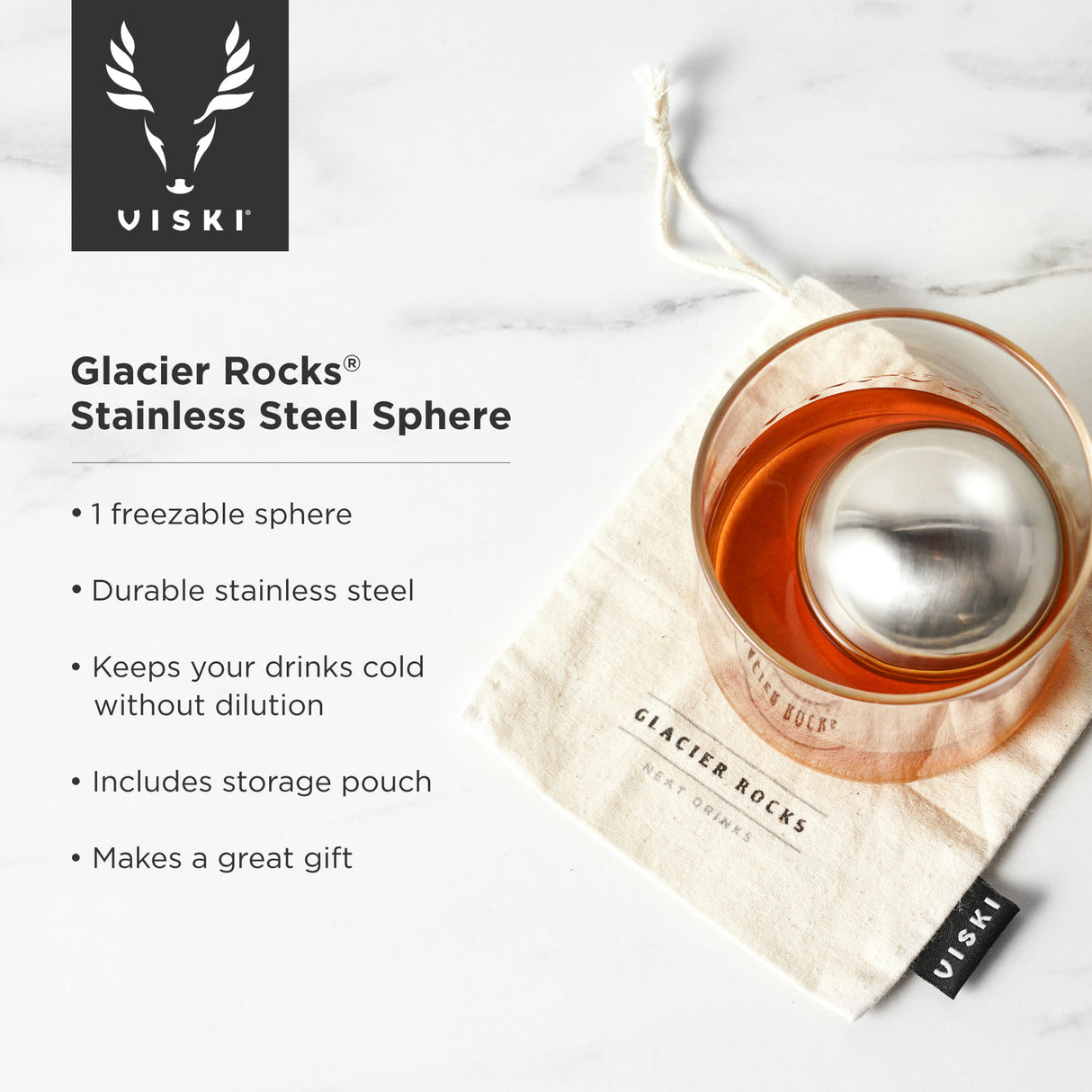 Glacier Rocks Sphere in Stainless Steel