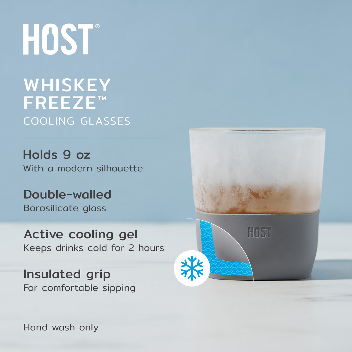 Glass FREEZE Whiskey Cooling Cup in Gray, Set of 2