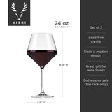 Raye Crystal Angled Burgundy Glasses, Set of 2