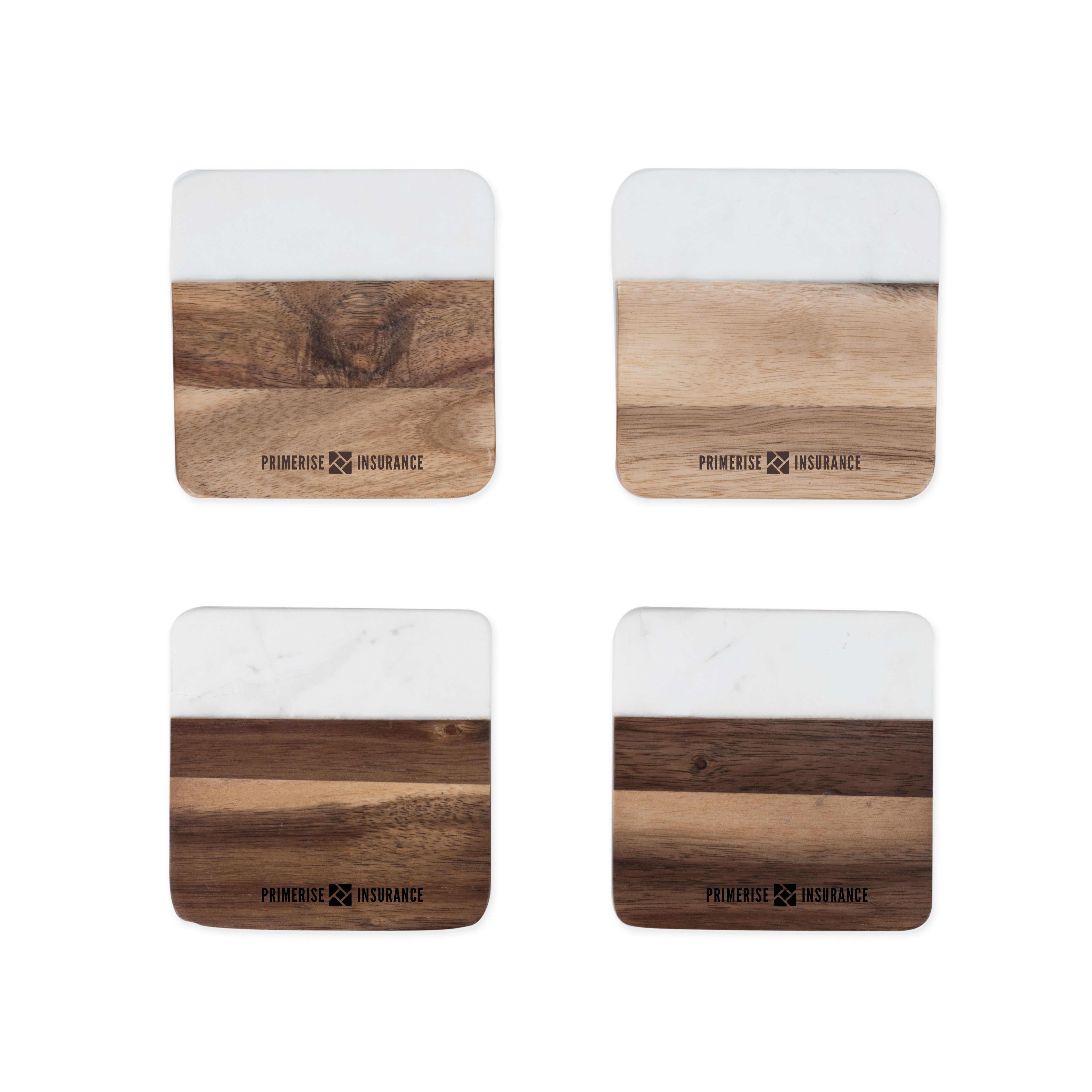 TrueZoo Marble & Acacia Coasters - Thumbnail 3