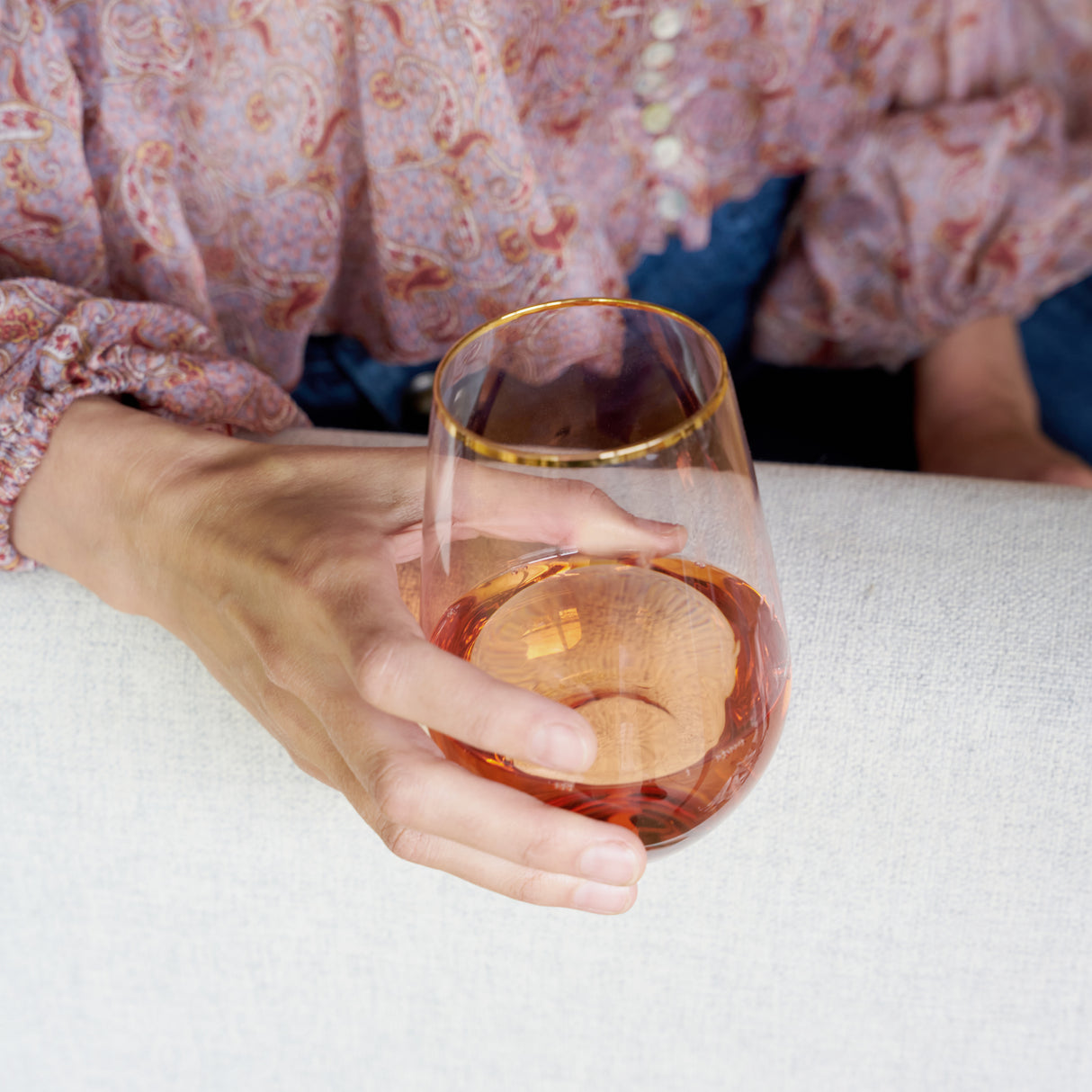 Rose Crystal Stemless Wine Glasses, Set of 2