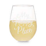 My Happy Place Stemless Wine Glass