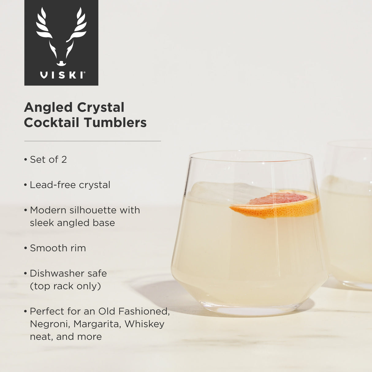 Raye Crystal Angled Cocktail Tumblers, Set of 2