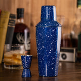 Enamel Cocktail Shaker and Jigger Set