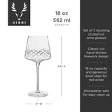 Admiral Crystal Burgundy Wine Glasses, Set of 2