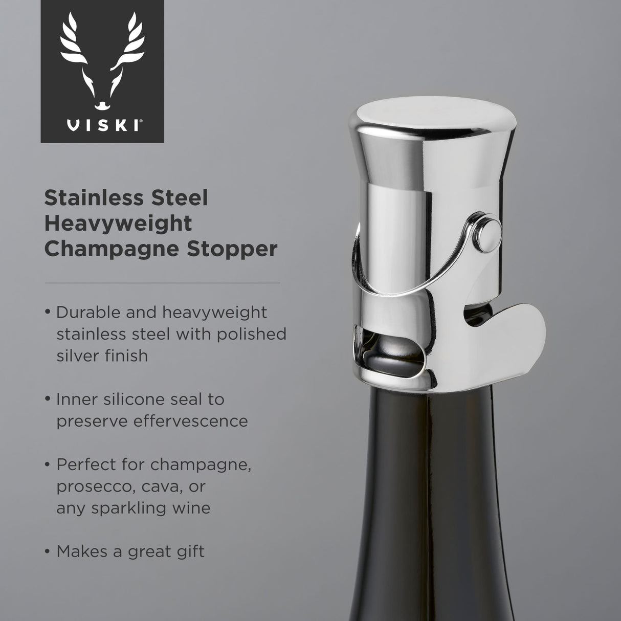 Harrison Heavyweight Champagne Stopper in Stainless Steel