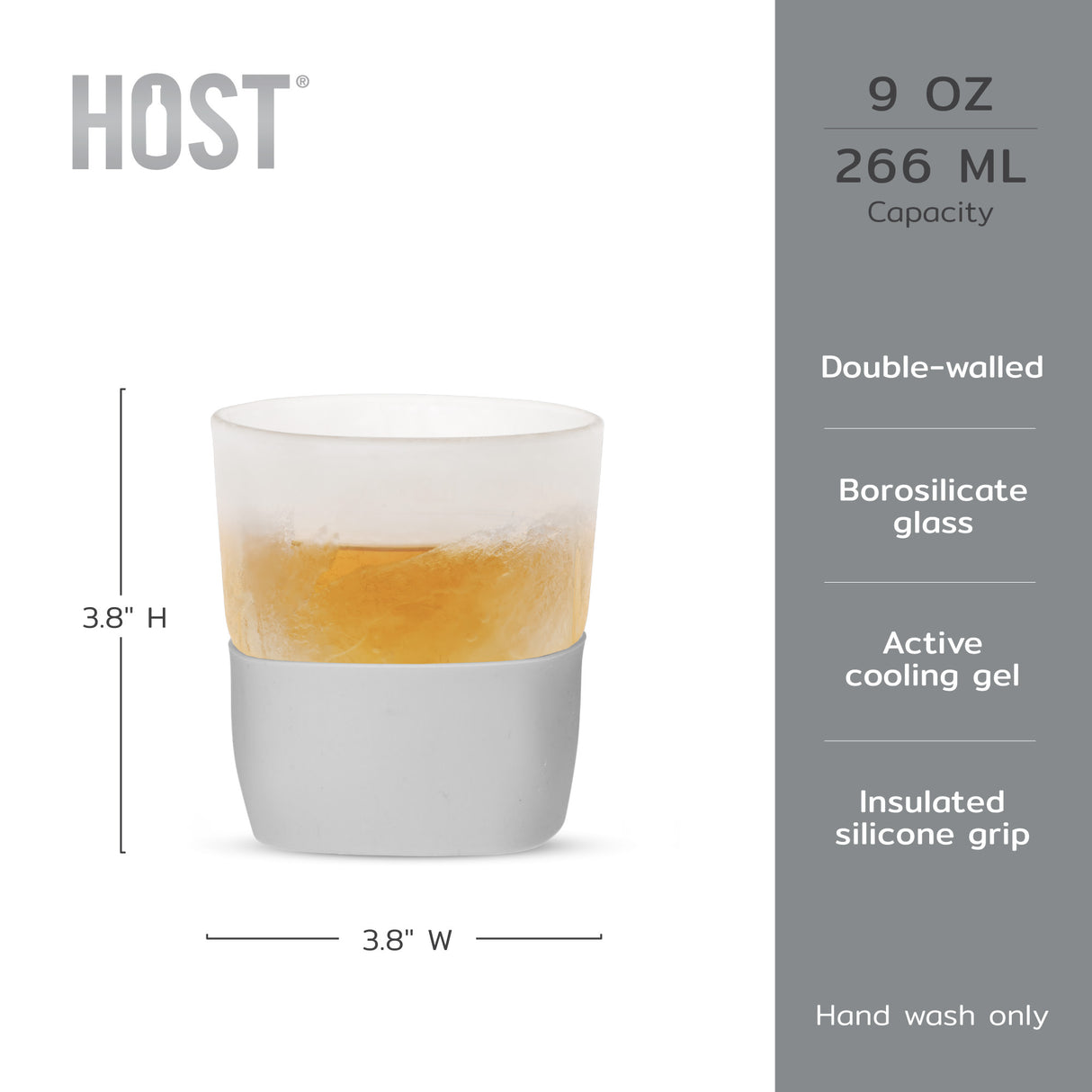 Glass FREEZE Whiskey Cooling Cup in Gray, Set of 2